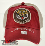 NEW 100% COTTON HARDY VON VINTAGE TIGER BALL CAP HAT BURGUNDY