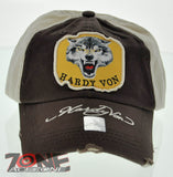 NEW 100% COTTON HARDY VON VINTAGE WOLF BALL CAP HAT BROWN