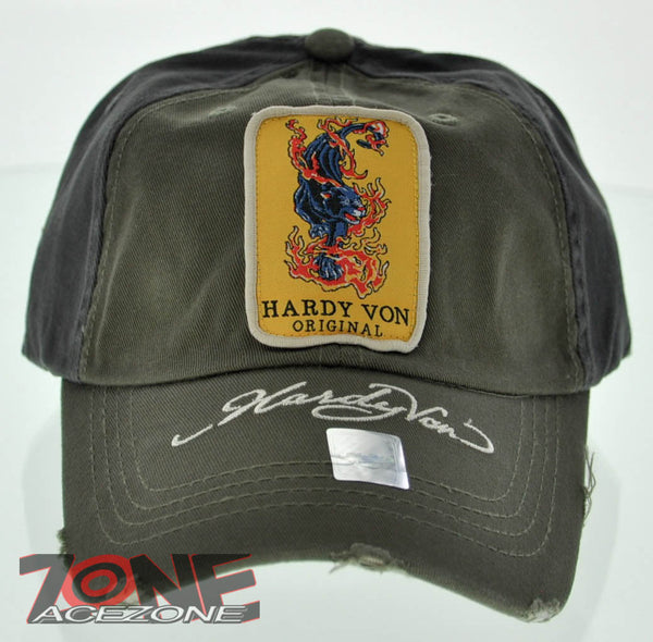 NEW 100% COTTON HARDY VON VINTAGE PUMA BALL CAP HAT OLIVE