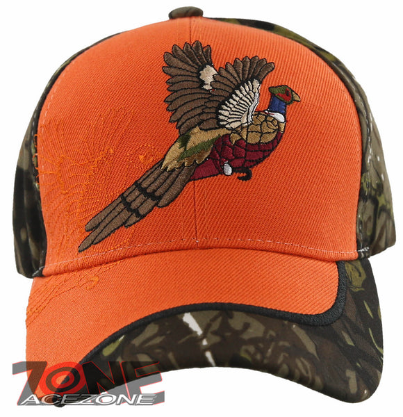 NEW! PHEASANT OUTDOOR HUNTING SIDE BALL CAP HAT ORANGE CAMO