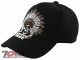 NEW! NATIVE PRIDE HONOR CHIEF SKULL HEAD BASEBALL CAP HAT BLACK