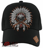 NEW! NATIVE PRIDE HONOR AXE CHIEF SKULL HEAD BASEBALL CAP HAT BLACK