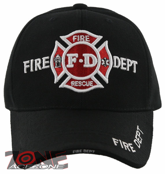 NEW FD FIRE DEPT RESCUE CAP HAT BLACK