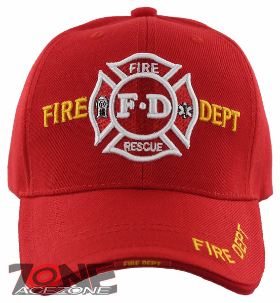 NEW FD FIRE DEPT RESCUE CAP HAT RED