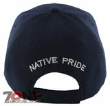 NEW! NATIVE PRIDE HONOR AXE CHIEF SKULL HEAD BASEBALL CAP HAT NAVY