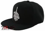 NEW! SKELETON HAND MIDDLE FINGER FLAT BILL SNAPBACK BASEBALL CAP HAT BLACK