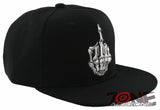 NEW! SKELETON HAND MIDDLE FINGER FLAT BILL SNAPBACK BASEBALL CAP HAT BLACK