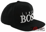 NEW! FLAT BILL SNAPBACK BALL LIKE A BOSS COTTON CAP HAT BLACK