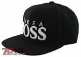 NEW! FLAT BILL SNAPBACK BALL LIKE A BOSS COTTON CAP HAT BLACK