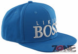 NEW! FLAT BILL SNAPBACK BALL LIKE A BOSS COTTON CAP HAT BLUE