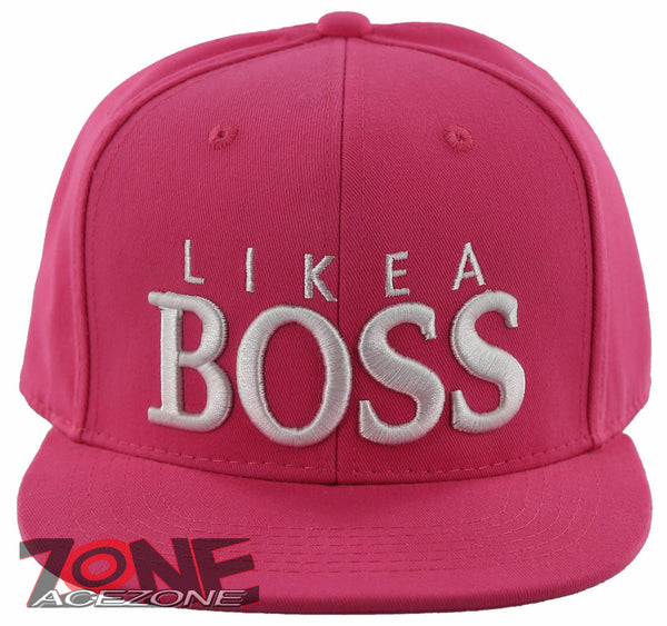 NEW! FLAT BILL SNAPBACK BALL LIKE A BOSS COTTON CAP HAT HOT PINK
