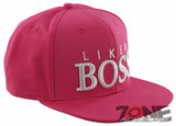 NEW! FLAT BILL SNAPBACK BALL LIKE A BOSS COTTON CAP HAT HOT PINK
