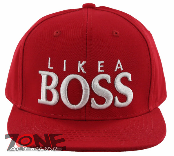 NEW! FLAT BILL SNAPBACK BALL LIKE A BOSS COTTON CAP HAT RED