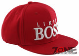 NEW! FLAT BILL SNAPBACK BALL LIKE A BOSS COTTON CAP HAT RED