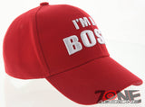NEW! I'M A BOSS BASEBALL CAP HAT RED