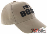 NEW! I'M A BOSS BASEBALL CAP HAT TAN
