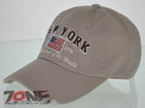 NEW! REIGN USA NEW YORK EST 1776 THE CAPITAL OF THE WORLD COTTON CAP HAT TAN