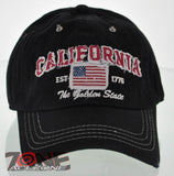NEW! REIGN USA CALIFORNIA EST 1776 THE GOLDEN STATE COTTON CAP HAT BLACK