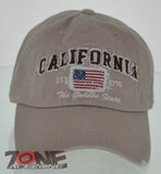 NEW! REIGN USA CALIFORNIA EST 1776 THE GOLDEN STATE COTTON CAP HAT TAN