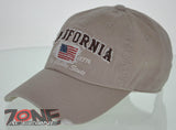 NEW! REIGN USA CALIFORNIA EST 1776 THE GOLDEN STATE COTTON CAP HAT TAN