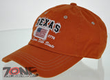NEW! REIGN USA TEXAS EST 1776 THE LONE STAR STATE COTTON CAP HAT ORANGE