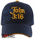 JOHN 3:16 SHADOW GOD JESUS CHRISTIAN BALL CAP HAT NAVY