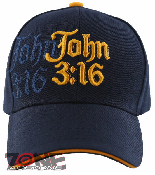 JOHN 3:16 SHADOW GOD JESUS CHRISTIAN BALL CAP HAT NAVY