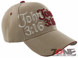 JOHN 3:16 SHADOW GOD JESUS CHRISTIAN BALL CAP HAT TAN