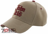 JOHN 3:16 SHADOW GOD JESUS CHRISTIAN BALL CAP HAT TAN