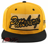 NEW! FLAT BILL PITTSBURGH PA STATE USA SNAPBACK BALL CAP HAT YELLOW