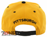 NEW! FLAT BILL PITTSBURGH PA STATE USA SNAPBACK BALL CAP HAT YELLOW