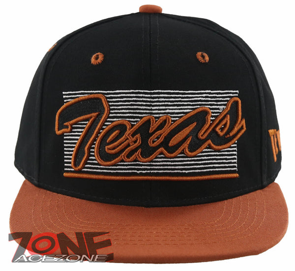 NEW! FLAT BILL TEXAS TX STATE USA SNAPBACK BALL CAP HAT BLACK