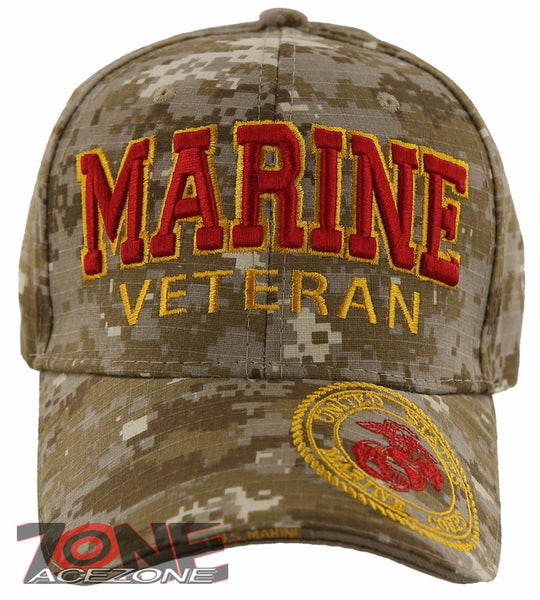 NEW! USMC US MARINE CORPS VETERAN SIDE ROUND BALL CAP HAT TAN ACU CAMO