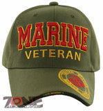 NEW! USMC US MARINE CORPS VETERAN SIDE ROUND BALL CAP HAT OLIVE