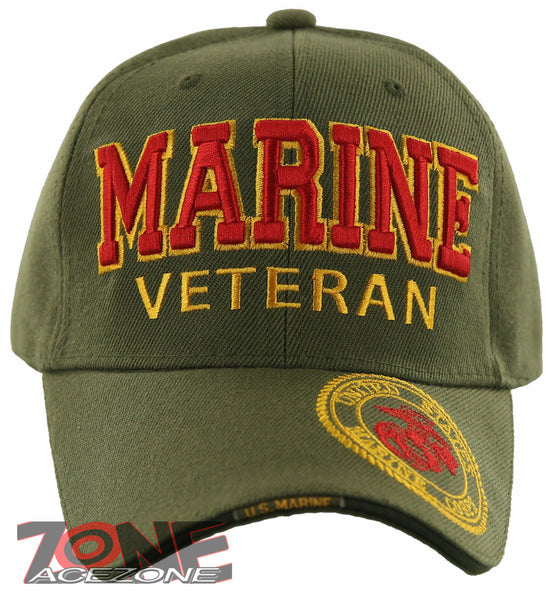NEW! USMC US MARINE CORPS VETERAN SIDE ROUND BALL CAP HAT OLIVE