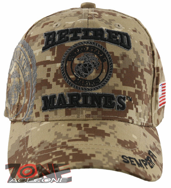 NEW! USMC US MARINE CORPS RETIRED SIDE ROUND BALL CAP HAT TAN CAMO