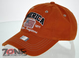 NEW! REIGN USA FLAG AMERICA OUTFITTERS COTTON CAP HAT ORANGE