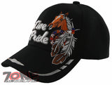 NEW! NATIVE PRIDE HORSE FEATHERS BASEBALL CAP HAT BLACK