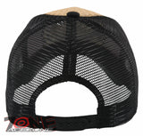 NEW! STRAW MESH METAL SKULL HORN BALL CAP HAT BLACK