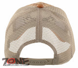 NEW! STRAW MESH METAL SKULL HORN FAUX LEATHER BALL CAP HAT TAN