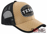 NEW! STRAW MESH TEXAS STAR BALL CAP HAT BLACK