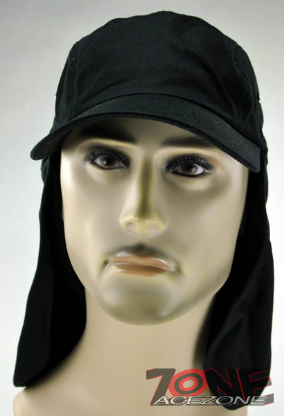 NEW UV SHIELD OUTDOOR SUN PROTECTION EARFLAP SPORT CAP HAT BLACK
