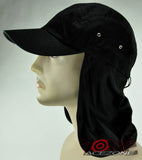 NEW UV SHIELD OUTDOOR SUN PROTECTION EARFLAP SPORT CAP HAT BLACK