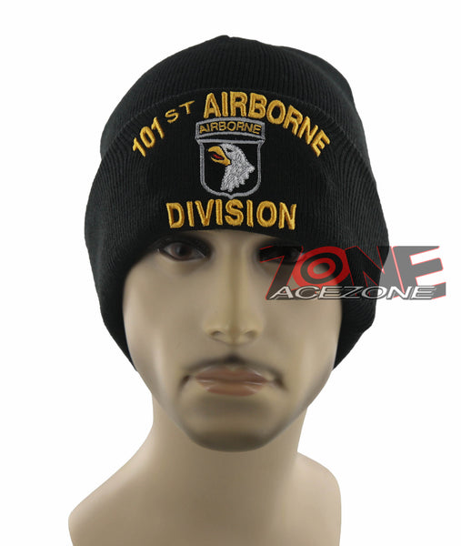 NEW! US ARMY 101ST ARBORNE DIVISION EAGLE BEANIE CAP HAT BLACK