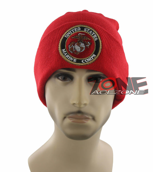 NEW! ROUND US MARINE CAP HAT USMC BEANIE RED