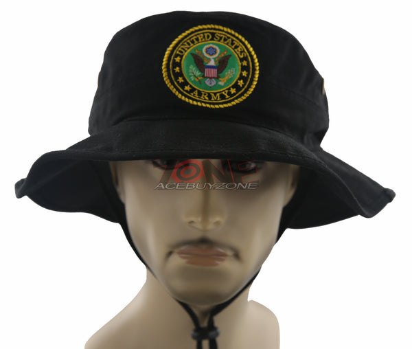 NEW! US ARMY ROUND LICENSED BUCKET MILITARY HAT BOOINE CAP BLACK