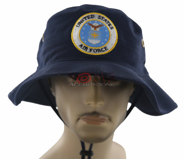 NEW! AIR FORCE USAF ROUND LICENSED BUCKET MILITARY HAT BOOINE CAP NAVY