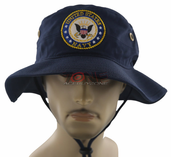 NEW! US NAVY LICENSED BUCKET MILITARY HAT BOOINE CAP NAVY
