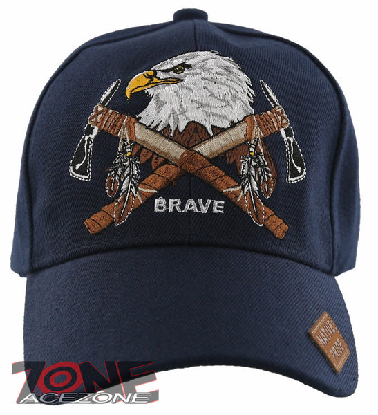 NEW! NATIVE PRIDE BRAVE AXE EAGLE BASEBALL CAP HAT NAVY