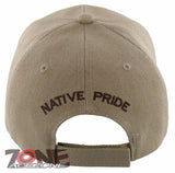 NEW! NATIVE PRIDE BRAVE AXE EAGLE BASEBALL CAP HAT TAN